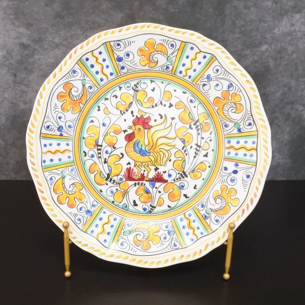 Le Cadeaux Rooster Pattern Melamine Dinner Plate Set of 6